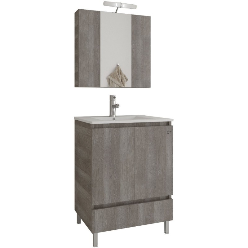 Drop Delta 60 Πάγκος με Νιπτήρα & Καθρέπτη Μ60xΒ45xΥ80cm Γκρι Κωδικός: 46566594