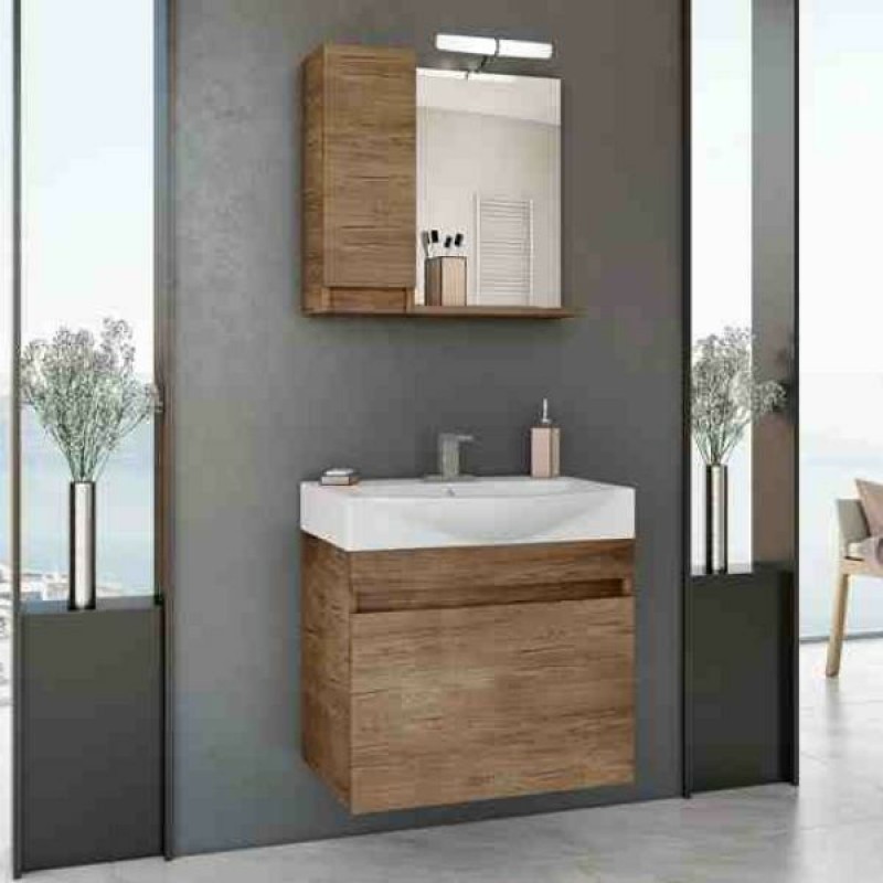 Drop Senso 65 Πάγκος με Νιπτήρα & Καθρέπτη Μ62xΒ38xΥ50cm Wood Κωδικός: 47315595