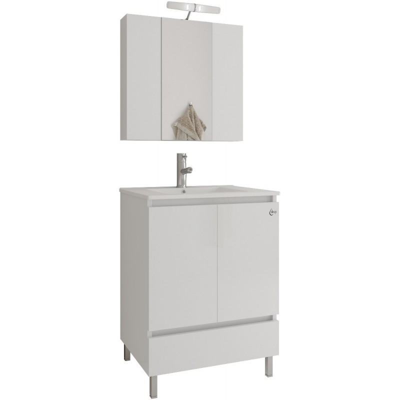 Drop Delta 60 Πάγκος με Νιπτήρα & Καθρέπτη Μ60xΒ45xΥ80cm Λευκός Κωδικός: 46566627