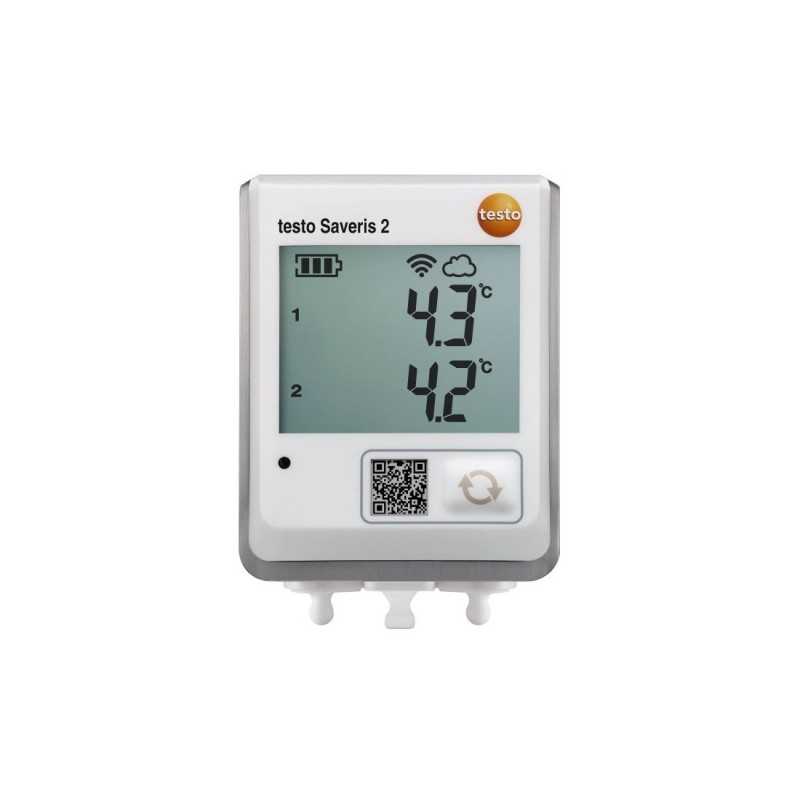 Testo Saveris 2-T2 Καταγραφικό δεδομένων WiFi με οθόνη και δύο υποδοχές για εξωτερικούς αισθητήρες θερμοκρασίας NTC ή επαφή πόρτας.  Κωδικός  0572 2032