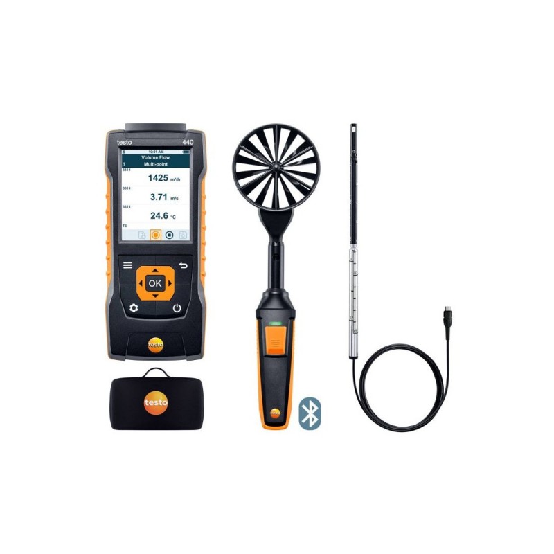Μετρητής ταχύτητας ροής Testo 440 set ροής 1 με Bluetooth Κωδικός: 0563 4406