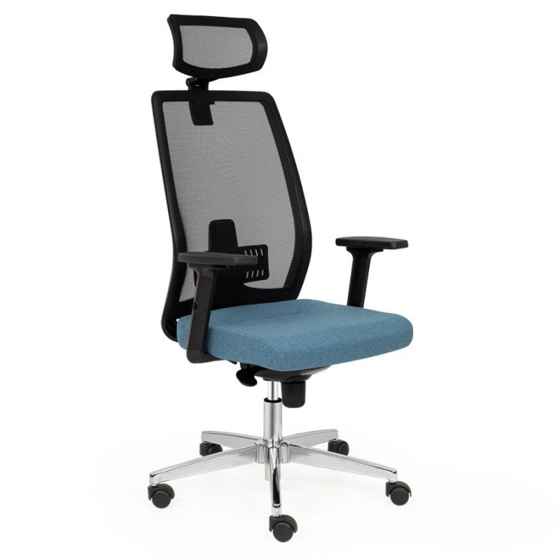 THESIS GIULIETTA   Πολυθρόνα γραφείου - μηχανισμός synchron  υφασμα γαλαζιο μαυρο 51,5*72*114/134cm 