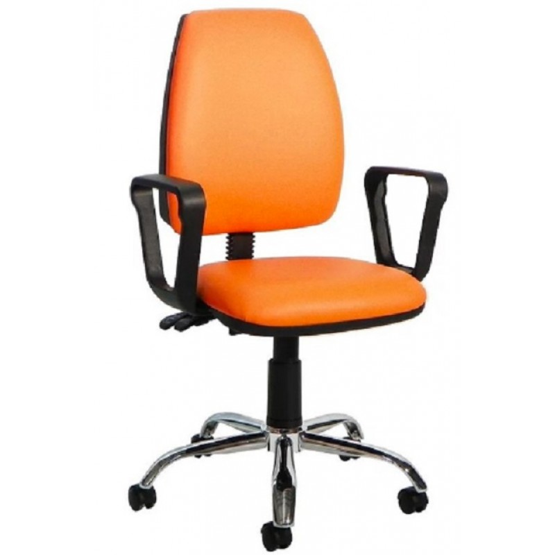 THESIS Eco Καρέκλα Γραφείου με μηχανισμό relax - 64X62X93/102ΕΚ  - πορτοκαλι δερματινη 