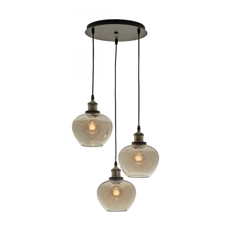 Viokef Jonas Μοντέρνο Κρεμαστό Φωτιστικό Τρίφωτο με Ντουί E27 σε Μελί Χρώμα Κωδικός: 4165800