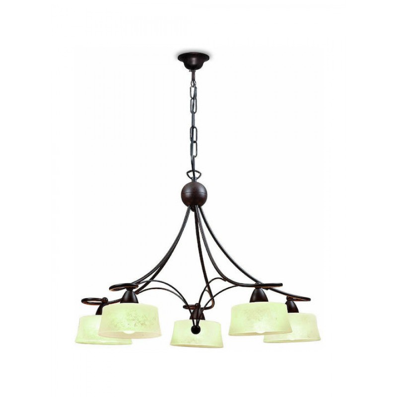 Viokef Simona Κλασικό Κρεμαστό Φωτιστικό Πολύφωτο για 5 Λαμπτήρες E14 σε Καφέ Χρώμα Κωδικός: 466800