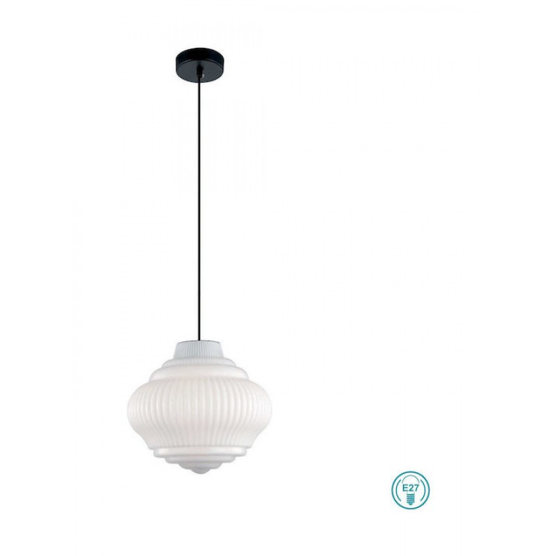 Viokef Boho Μοντέρνο Κρεμαστό Φωτιστικό Μονόφωτο με Ντουί E27 σε Λευκό Χρώμα Κωδικός: 4187900