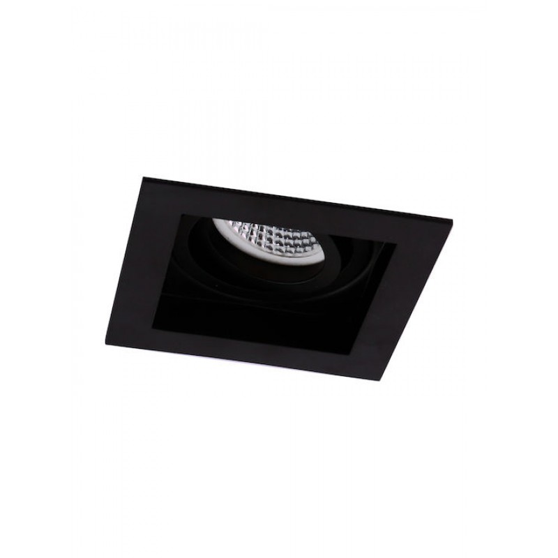Viokef Artsi Τετράγωνο Μεταλλικό Χωνευτό Σποτ με Ντουί GU10 σε Μαύρο χρώμα 10x10cm Κωδικός: 4208001