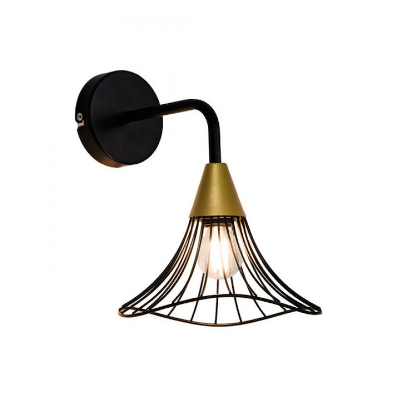 Viokef Tina Vintage Φωτιστικό Τοίχου με Ντουί E14 σε Μαύρο Χρώμα Πλάτους 20cm Κωδικός: 4252700