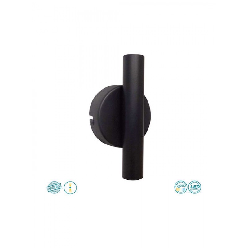 Viokef Duct Μοντέρνο Φωτιστικό Τοίχου με Ενσωματωμένο LED και Θερμό Λευκό Φως σε Μαύρο Χρώμα Πλάτους 8cm Κωδικός: 3989700