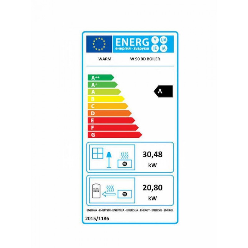 Warm W 90 BD Boiler Ενεργειακό Τζάκι Ξύλου Καλοριφέρ 30.48kW Ίσιο με Συρόμενη Ανοιγόμενη Πόρτα Κωδικός: 34277158