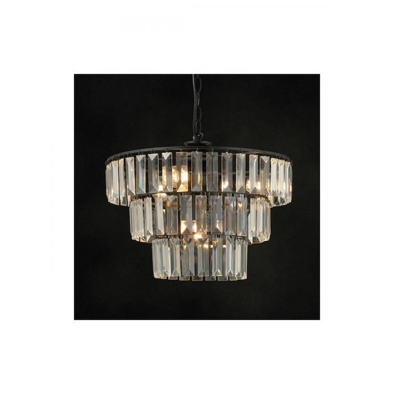 Κρεμαστό Φωτιστικό Οροφής E14 Ακρυλικό Διαφανές-Μαύρο OREGON SF175204B ACA-SF175204B-Μαύρο