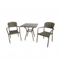 Σετ 3 τμχ Καθιστικό Κήπου αλουμνιου - wicker ( 2 τμχ  LILY 5184 G + 1 Τραπέζι  5217 G  70χ70χ75 )