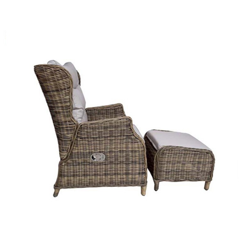 ΠΟΛΥΘΡΟΝΑ 2ΤΜΧ ΜΕ ΥΠΟΠΟΔΙΟ WICKER– RATTAN ΚΑΙ ΥΔΡΑΥΛΙΚΟ ΣΥΣΤΗΜΑ ΑΝΑΚΛΙΣΗΣ ΠΛΑΤΗΣ – KARMA