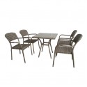 Σετ 5  τμχ Καθιστικό Κήπου αλουμινίου - wicker ( 4 τμχ LILY 5184 G+  1 τμχ 5217 G Τραπέζι Wicker 70χ70χ75 )