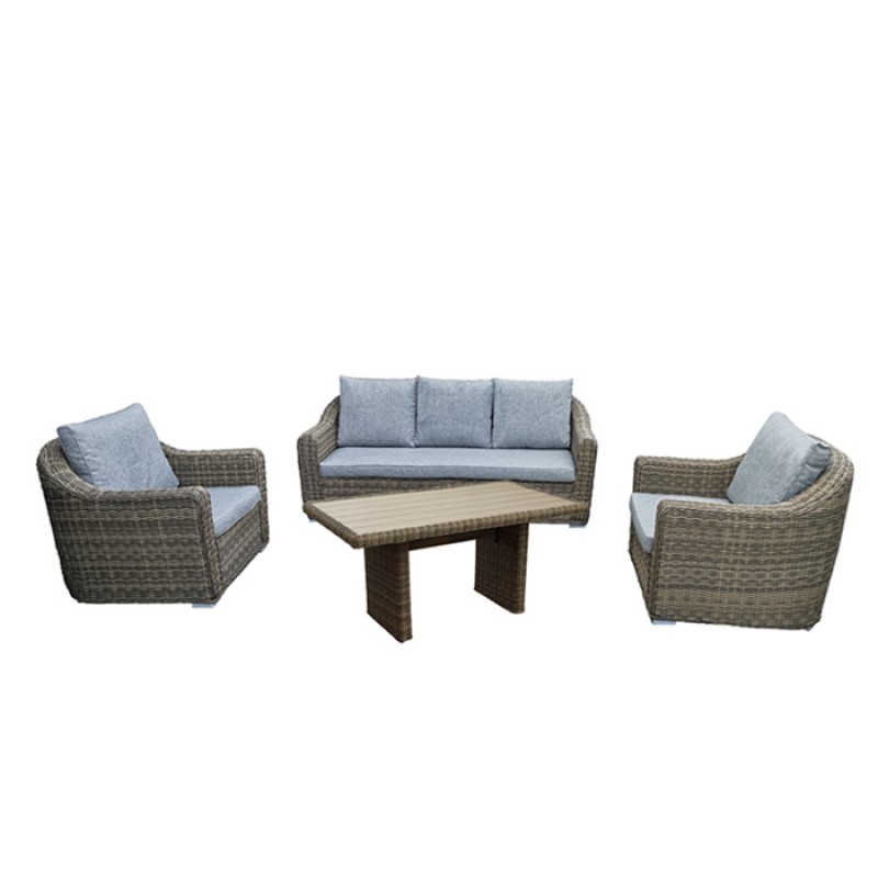 ΣΕΤ ΣΑΛΟΝΙ ΚΗΠΟΥ 4 ΤΜΧ IRINA ΑΠΟ WICKER-RATTAN ΚΑΙ ΣΚΕΛΕΤΟ ΑΛΟΥΜΙΝΙΟΥ ΜΕ ΜΕΓΑΛΟ ΤΡΑΠΕΖΙ - ΓΚΡΙ 192*086*081cm