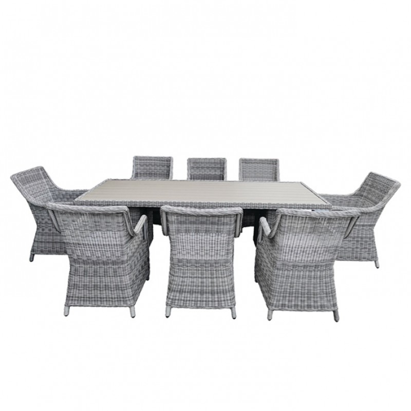 ΣΕΤ ΤΡΑΠΕΖΑΡΙΑ ΚΗΠΟΥ 9 TMX 240*100*075cm ΜΕ ΣΚΕΛΕΤΟ ΑΛΟΥΜΙΝΙΟΥ ΣΕ ΓΚΡΙ ΧΡΩΜΑ WICKER-RATTAN SANTA 5121 G + 5450 G