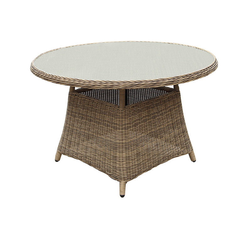 ΣΕΤ ΤΡΑΠΕΖΑΡΙΑ ΚΗΠΟΥ 5 TMX ᴓ120*075cm ΜΕ ΣΚΕΛΕΤΟ ΑΛΟΥΜΙΝΙΟΥ ΣΕ ΜΠΕΖ ΧΡΩΜΑ WICKER-RATTAN SANTA 5121 G + 5142 G 