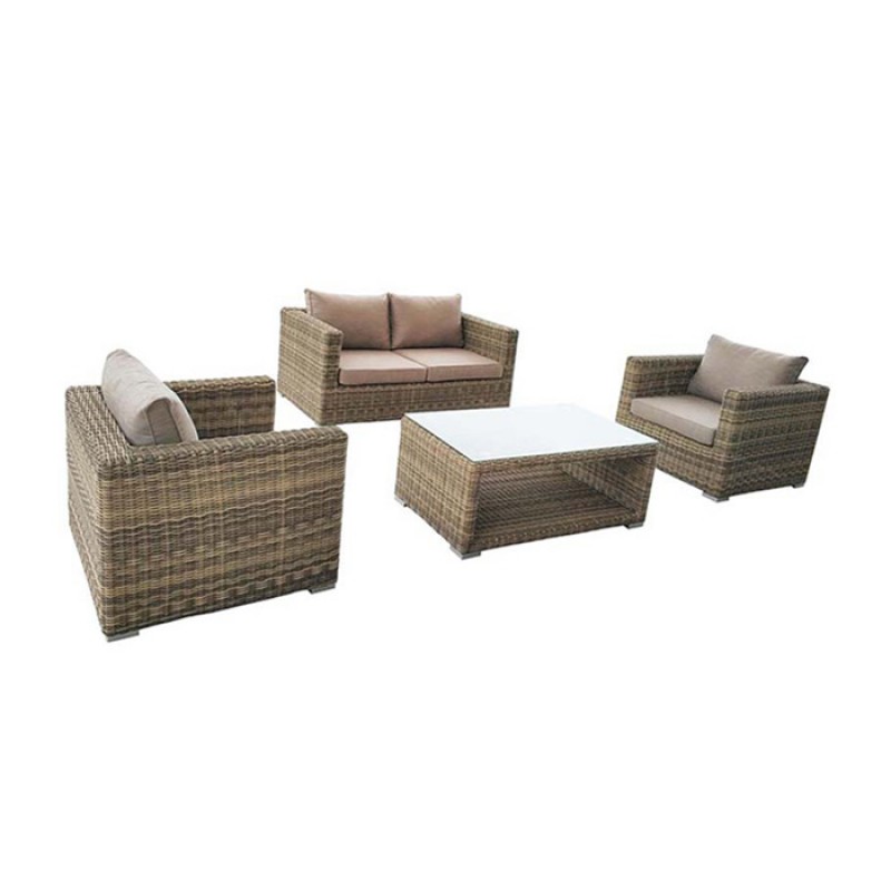 Σετ Σαλονιού Rattan Εξωτερικού Χώρου με Μαξιλάρια Chloe Διθέσιος 4τμχ