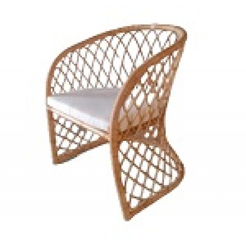 ALICE  384   Πολυθρόνα φαγητού  από Bamboo  μαξιλάρι  Light Beige  - Ύψος: 80cm Μήκος: 62cm Βάθος: 62cm