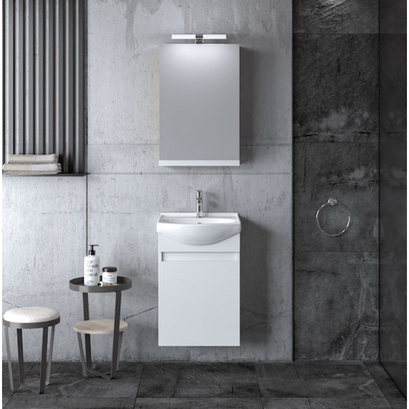 Σετ Έπιπλο Μπάνιου SIENA WHITE 45 9SSI045GL0W Πάγκος 45x31x60cm, Νιπτήρας 45x36cm