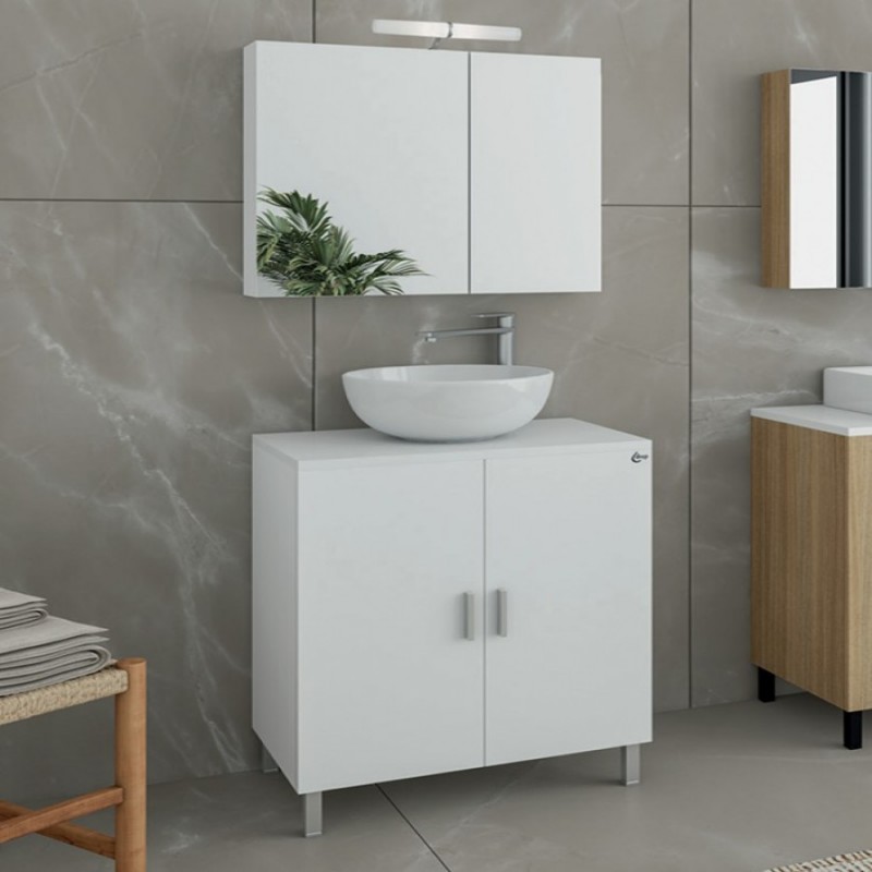 Drop Roma 60 Top Πάγκος με Νιπτήρα & Καθρέπτη Γυαλιστερή Λάκα Μ60xΒ39xΥ80cm Λευκός Κωδικός: 29276294