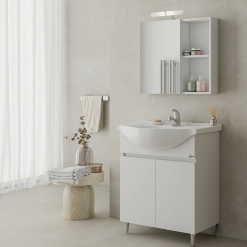 Drop Alfa 65 White Σετ Μπάνιου με Νιπτήρα και Καθρέπτη Ντουλάπι  Κωδικός: FAF065WH