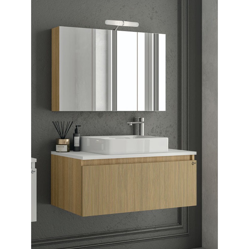 Drop Liberty 100 Slavonia Oak & Strada 5FLIP10LO Έπιπλο Μπάνιου Μοντέρνο