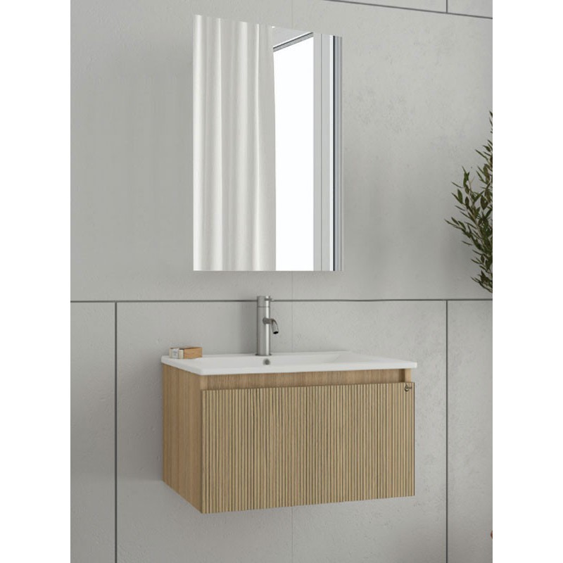 Drop Liberty 60 Slavonia Oak & Strada 5FLIM60LO Έπιπλο Μπάνιου Μελαμινικό