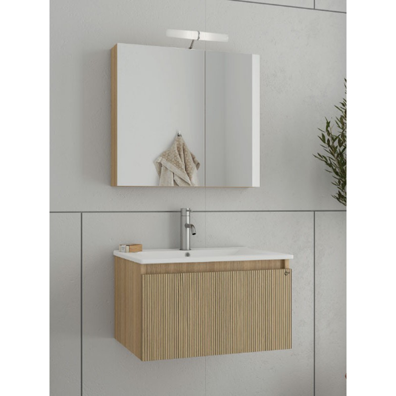 Drop Liberty 75 Slavonia Oak & Strada 5FLI075LO Έπιπλο Μπάνιου Μελαμινικό