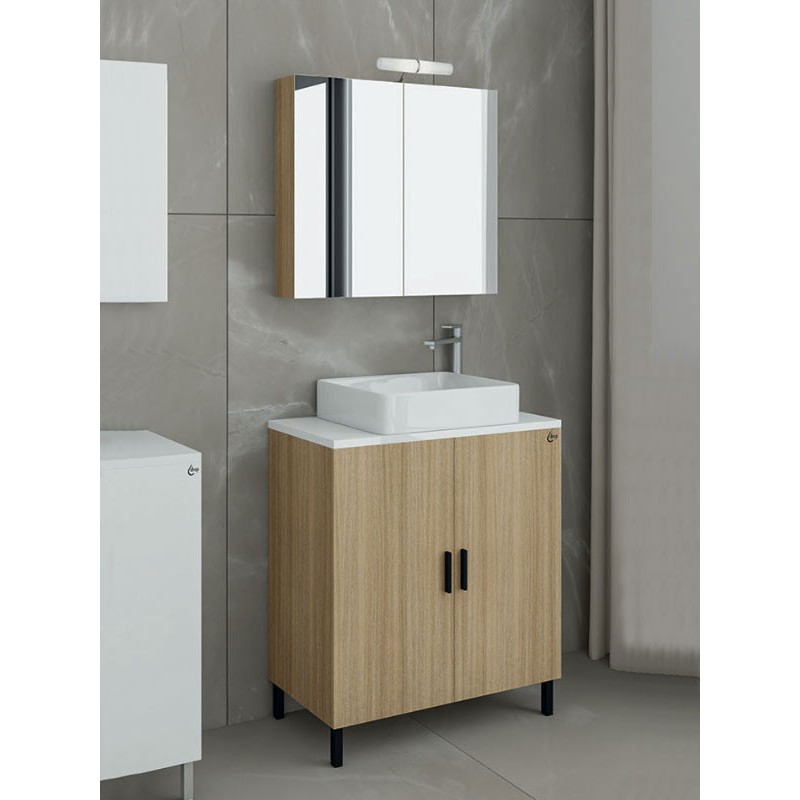 Drop Roma 60 Slavonia Oak 5FRMP60SO Έπιπλο Μπάνιου Λευκό