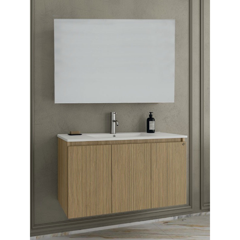 Drop Verona 100 Slavonia Oak & Strada 5FVRM10LO Έπιπλο Μπάνιου Μελαμινικό