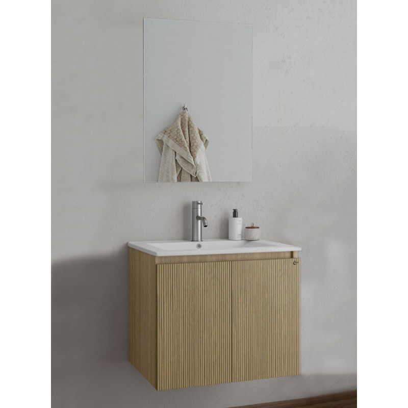 Drop Verona 60 Slavonia Oak & Strada 5FVRM60LO Έπιπλο Μπάνιου Μελαμινικό