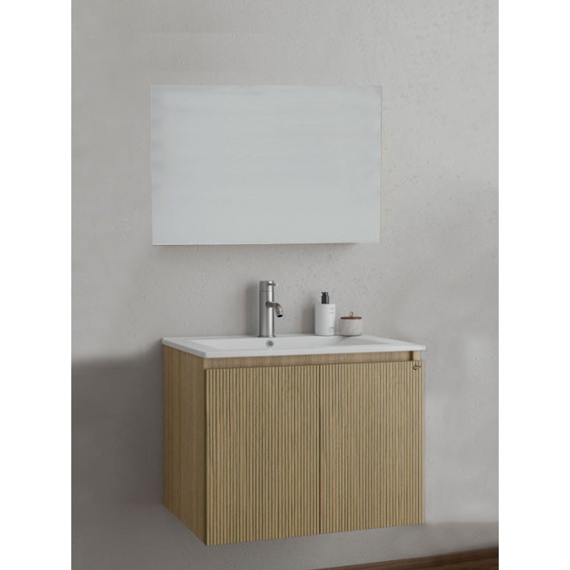 Drop Verona 75 Slavonia Oak & Strada 5FVRM75LO Έπιπλο Μπάνιου Λευκό