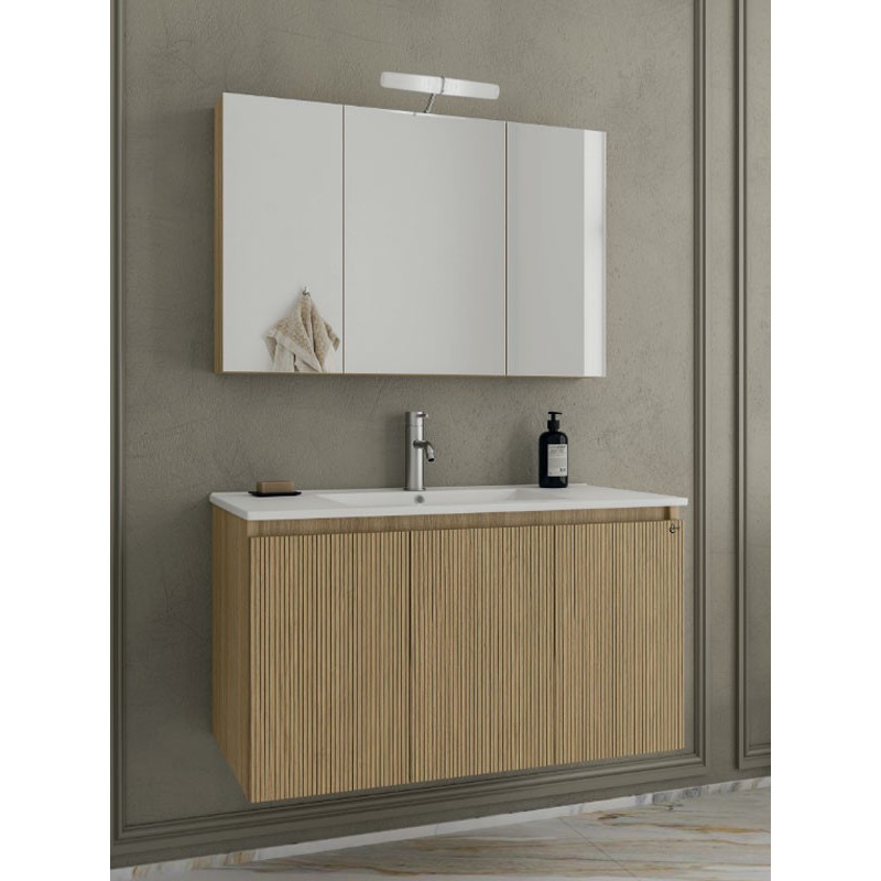 Drop Verona 90 Slavonia Oak & Strada 5FVR090LO Έπιπλο Μπάνιου Μελαμινικό