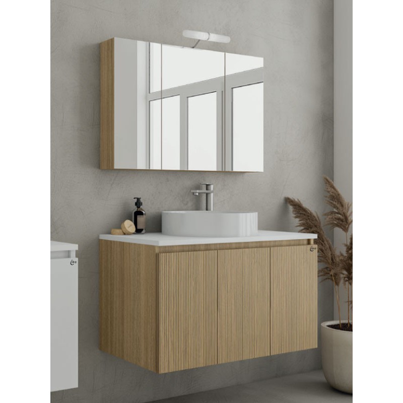 Drop Verona 90 Slavonia Oak & Strada 5FVRP90LO Έπιπλο Μπάνιου Μελαμινικό