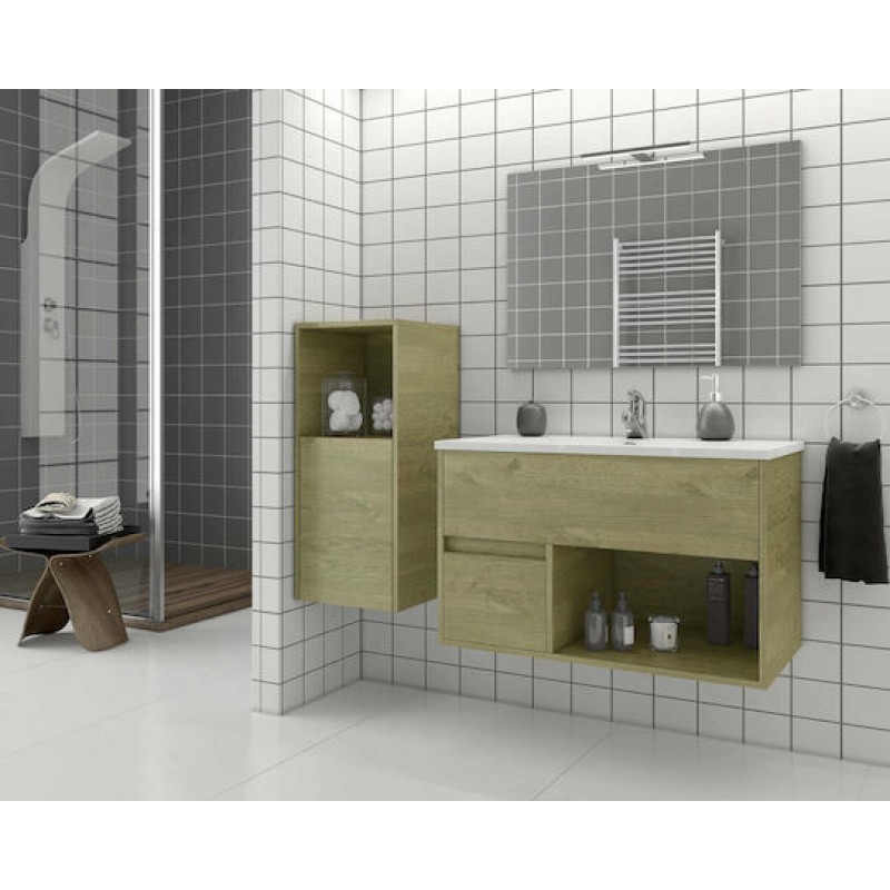 Drop Sorento 85 Πάγκος με Νιπτήρα & Καθρέπτη Μ85xΒ43.5xΥ50cm Wood Finish 5PSO085NW