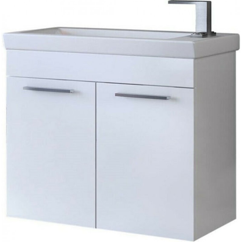 Drop Status 60 Πάγκος με Νιπτήρα Γυαλιστερή Λάκα Μ60xΒ31xΥ50cm Λευκός 6BIS060PC