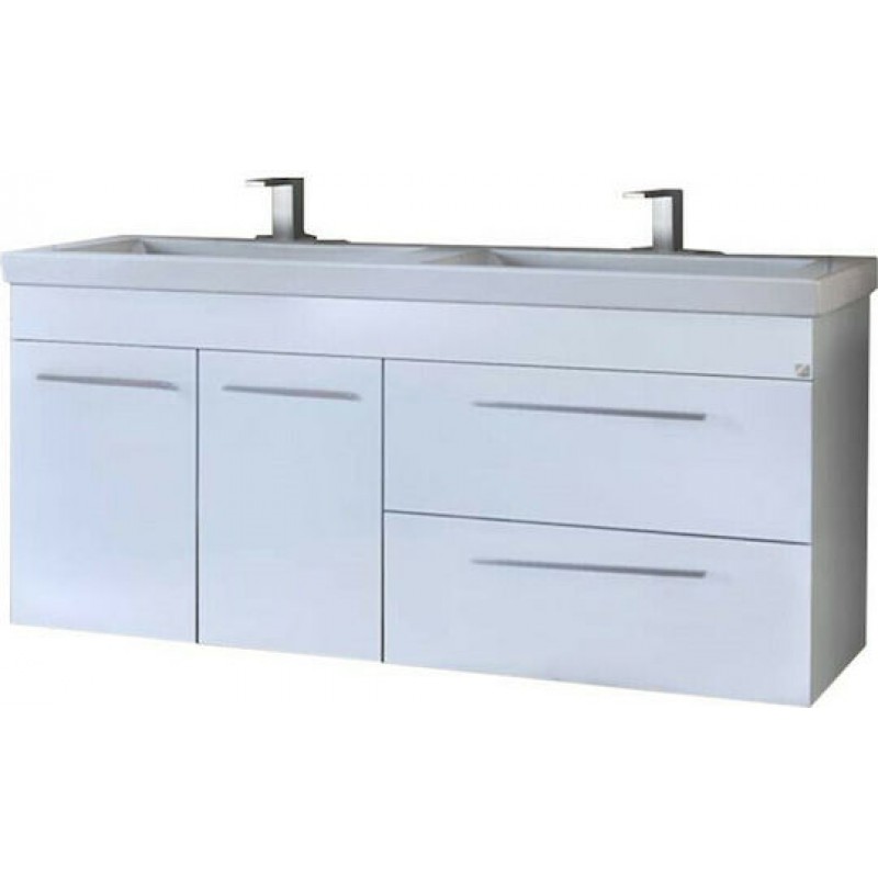 Drop Status 120 Πάγκος με Νιπτήρα Γυαλιστερή Λάκα Μ116xΒ40.5xΥ54cm Λευκός 6BIS120PC