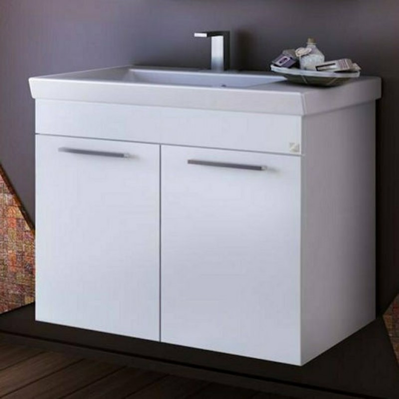 Drop Status 70 Πάγκος με Νιπτήρα με Φως Γυαλιστερή Λάκα Μ68xΒ40xΥ50cm Λευκός 6BIS070PC