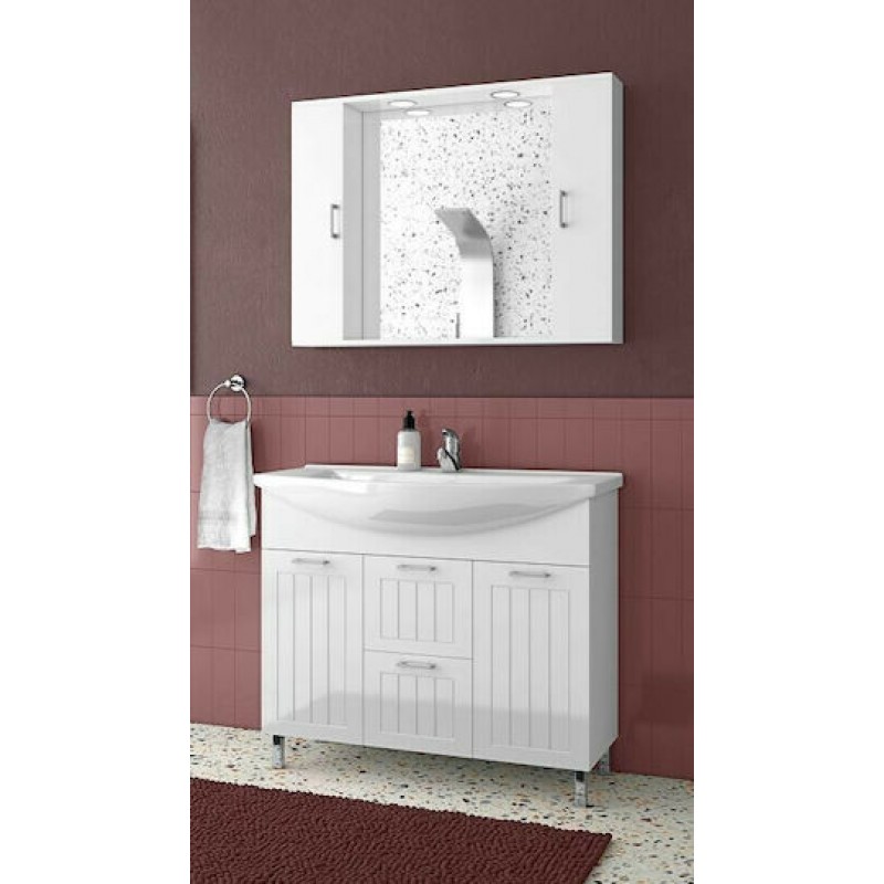 Drop Ritmo 95 White Σετ Μπάνιου με Νιπτήρα και Καθρέφτη 5PRT095WH 