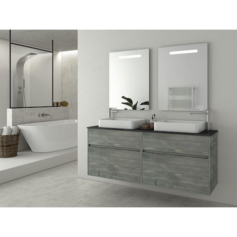 Drop Instinct 150 Πάγκος με Νιπτήρα & Καθρέπτη με Φως Μελαμίνη Μ152xΒ44.5xΥ60cm Smoked Oak Top-2 5ΡIN080SM