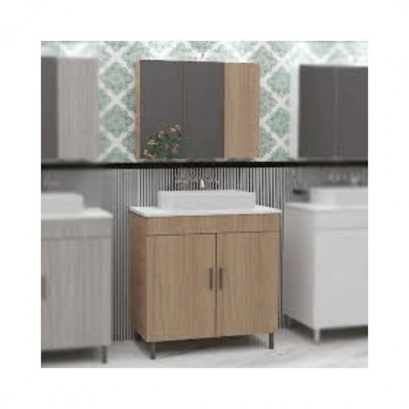 Drop Roma 60 Πάγκος με Νιπτήρα & Καθρέπτη Μελαμίνη Μ60xΒ39xΥ80cm Μπεζ 38533419 