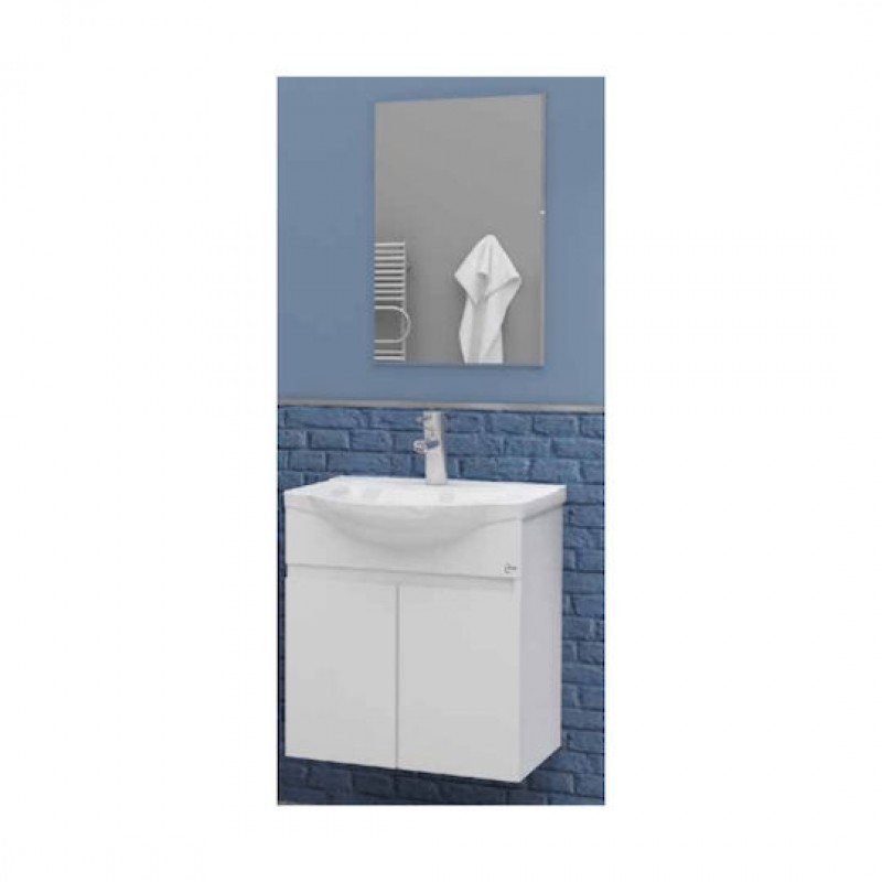 Drop Fiore 65 Πάγκος με Νιπτήρα & Καθρέπτη Μελαμίνη Μ60xΒ34xΥ60cm Λευκός 5FFIM65WH