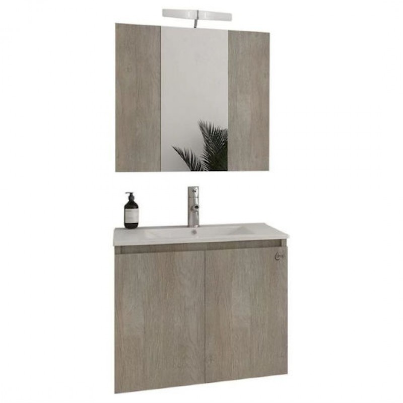 Drop Verona 60 Πάγκος με Νιπτήρα & Καθρέπτη με Φως Μ60xΒ45xΥ50cm Μπεζ  5FVR060SL