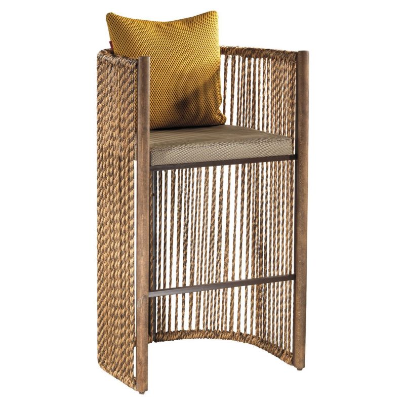 S131P   Μεταλλική Σκαμπό   με χειροποίητη πλέξη     Μήκος 68 βάθος 56 υψος 65/75 