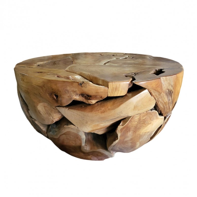 ΡΙΖΑ PUZZLE  Τραπέζι σαλονιού από κομάτια ρίζας ξύλου teak.  Διαστάσεις: 80x80x45cm