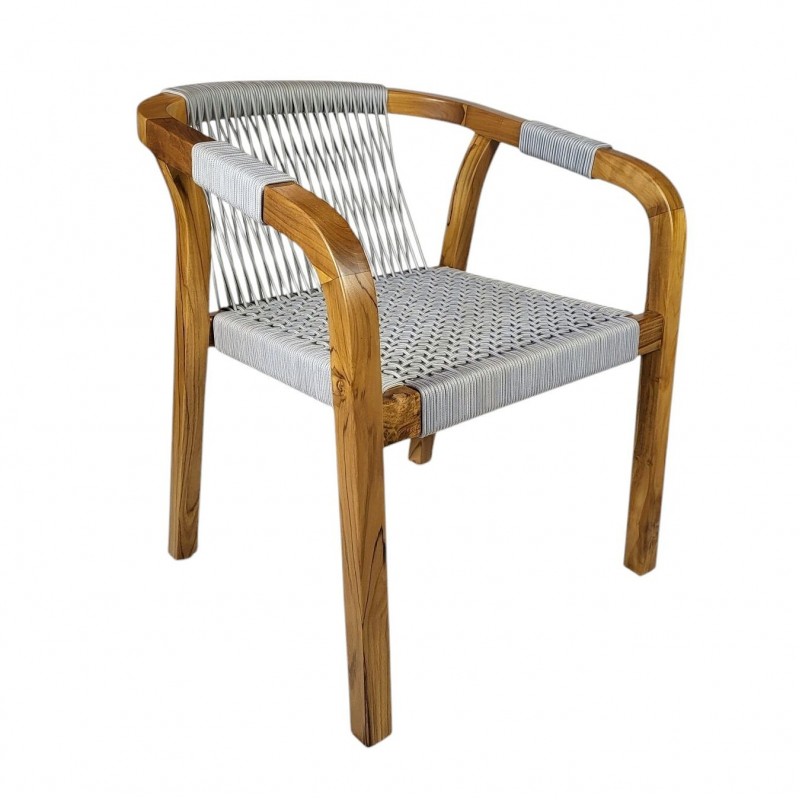 LC - 602 Καρέκλα από ξύλο Teak και  πλεκτό σχοινίΔιαστάσεις  60x60x80cm