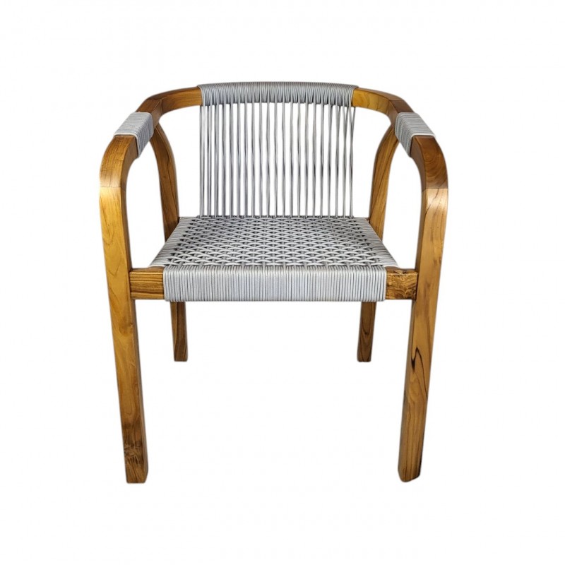 LC - 602 Καρέκλα από ξύλο Teak και  πλεκτό σχοινίΔιαστάσεις  60x60x80cm