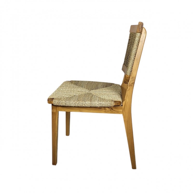 DC-701 Καρέκλα από ξύλο Teak και πλεκτό φυσικό Rattan.Διαστάσεις: 120x40x80cm  