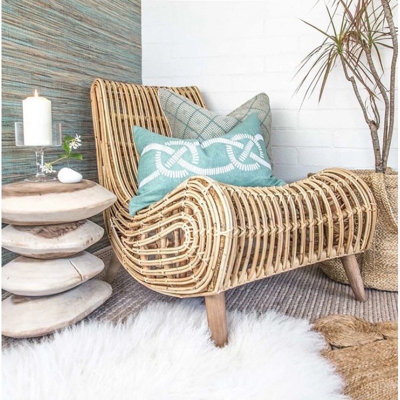 AGAPI CANE Πολυθρόνα από φυσικό Bamboo Rattan και σκελετό από ξύλο teak  Διαστάσεις: 67x77x90cm 